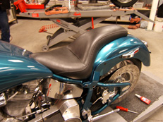 Custom reupholstered motorcycle seat